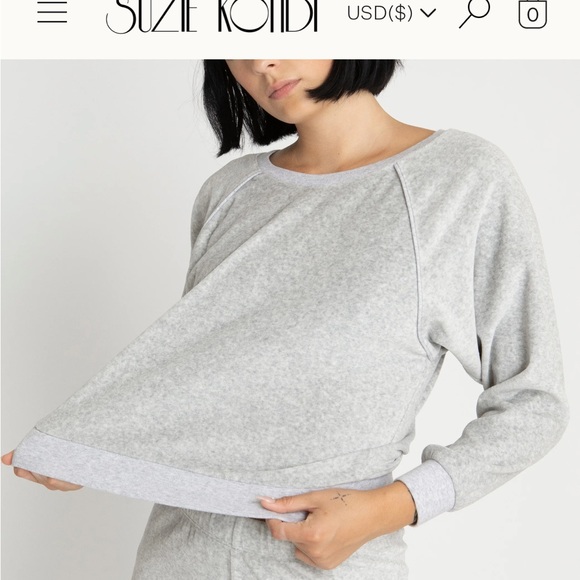 Kondi MATCHING SET. S Raglan Top & XS Harem Pants in Grey Heather Velour - Picture 2 of 10